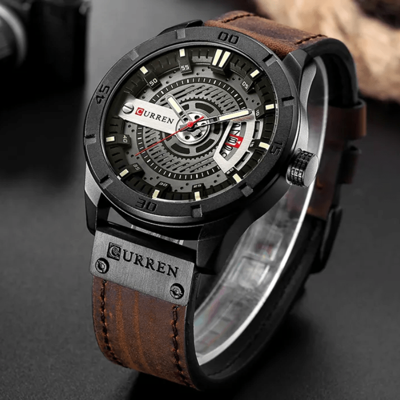 Relógio Masculino de pulso marca de luxo Pulseira em couro - Versomastore