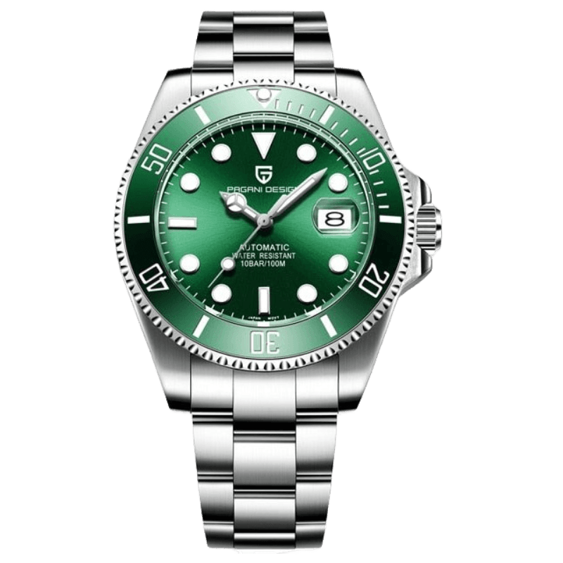 Relógio Masculino Pagani Design Pulseira em aço inoxidável elegante e moderno (Verde/cinza) - Versomastore