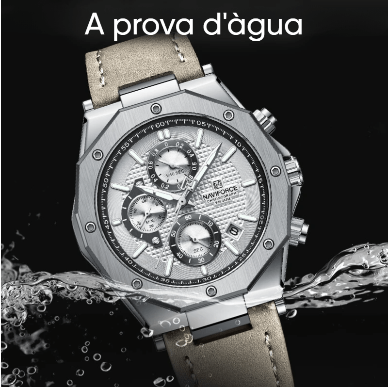Relógio Masculino Pulseira em couro Cinza - Versomastore