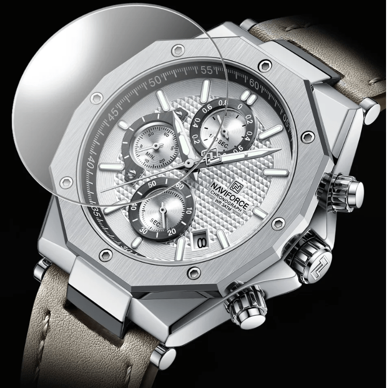 Relógio Masculino Pulseira em couro Cinza - Versomastore