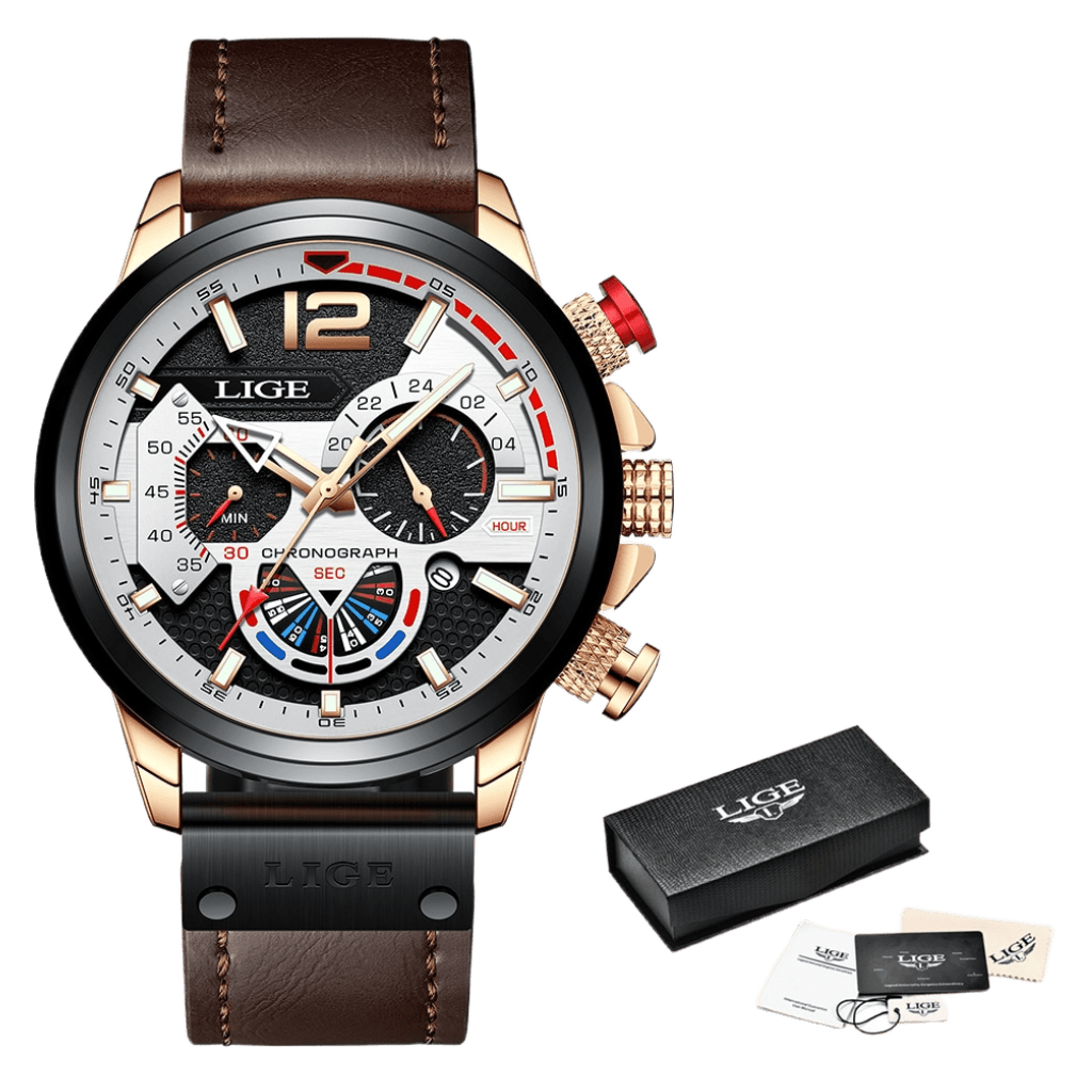 Relógio Lige LG8959 Pulseira em couro (Castanho e bronze) - Versomastore