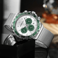 Relógio Masculino Crrju suave e Elegante Pulseira em Aço Inoxidável (Verde/cinza) - Versomastore