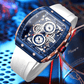 Relógio Masculino Curren design moderno e arrojado Pulseira em Silicone (Branco e azul) - Versomastore