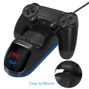 Carregador Rápido Duplo Oivo para Comando PS4 (Preto) - Versomastore