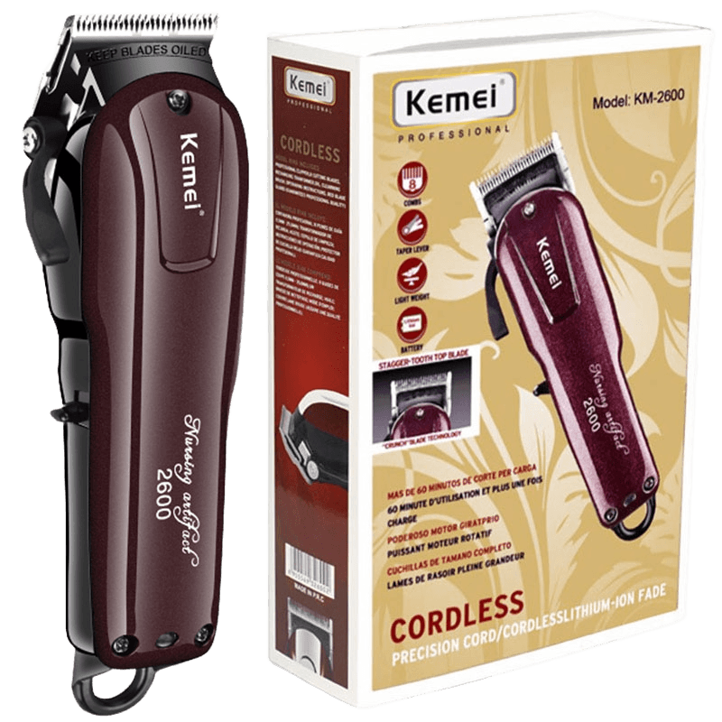 Máquina de Cortar Cabelo Kemei 2600 Sem Fio Profissional - Versomastore