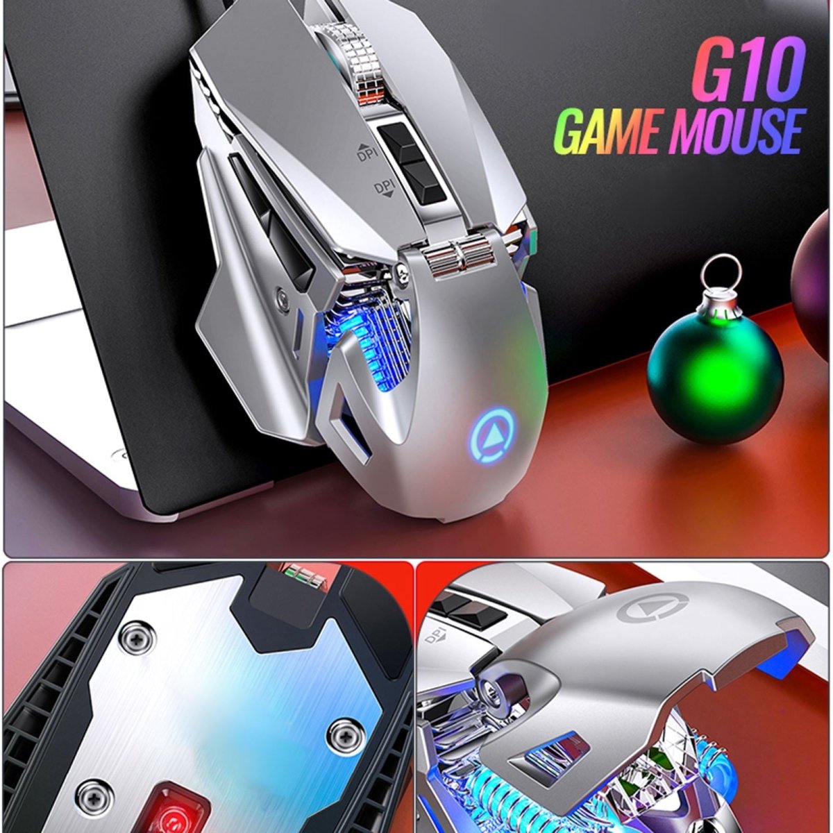 Mouse Gamer G10 com refrigeração a agua (Prata) - Versomastore