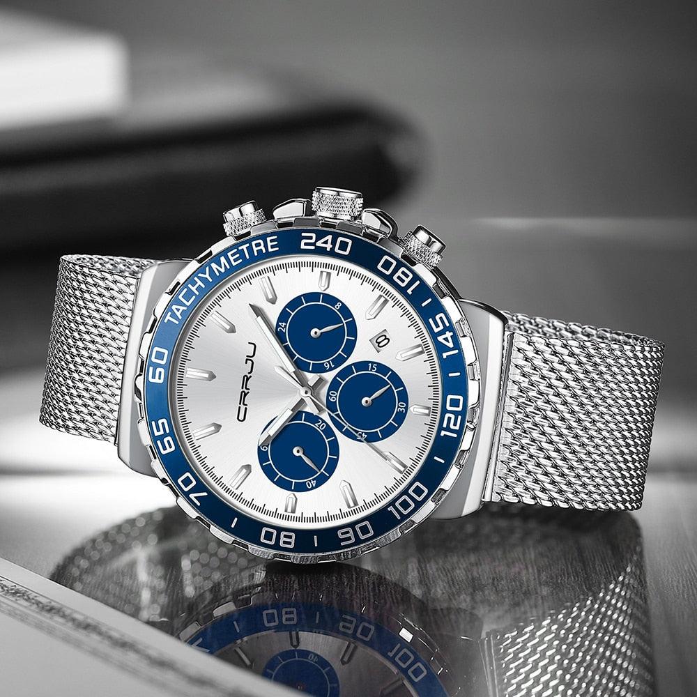 Relógio Crrju CR2300 Pulseira em Aço Inoxidável (Azul) - Versomastore
