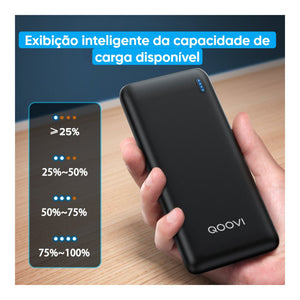 Power Bank Qoovi 10000mAh Ultra Fina e super leve (Preto) - Versomastore