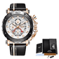 Relógio Lige LG9996 Pulseira em Couro (Preto e bronze) - Versomastore