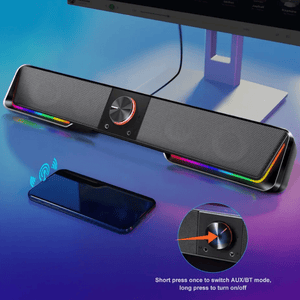 Barra de som Para PC/Laptop conexão Bluetooth Som surround e luzes RGB - Versomastore