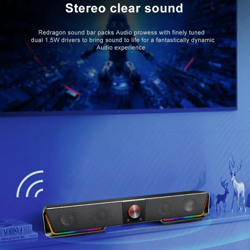 Barra de som Para PC/Laptop conexão Bluetooth Som surround e luzes RGB - Versomastore