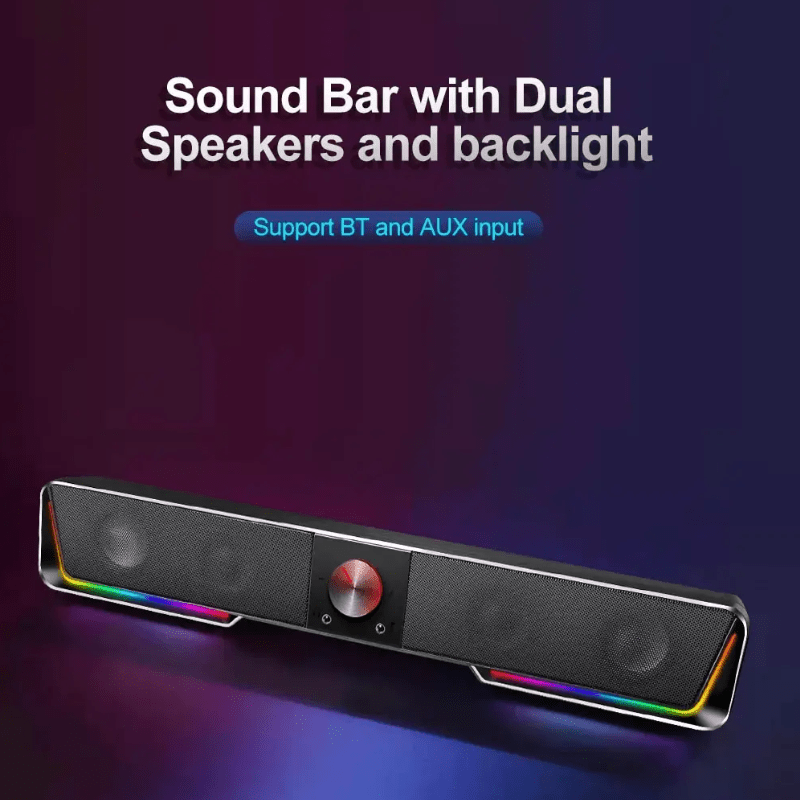 Barra de som Para PC/Laptop conexão Bluetooth Som surround e luzes RGB - Versomastore