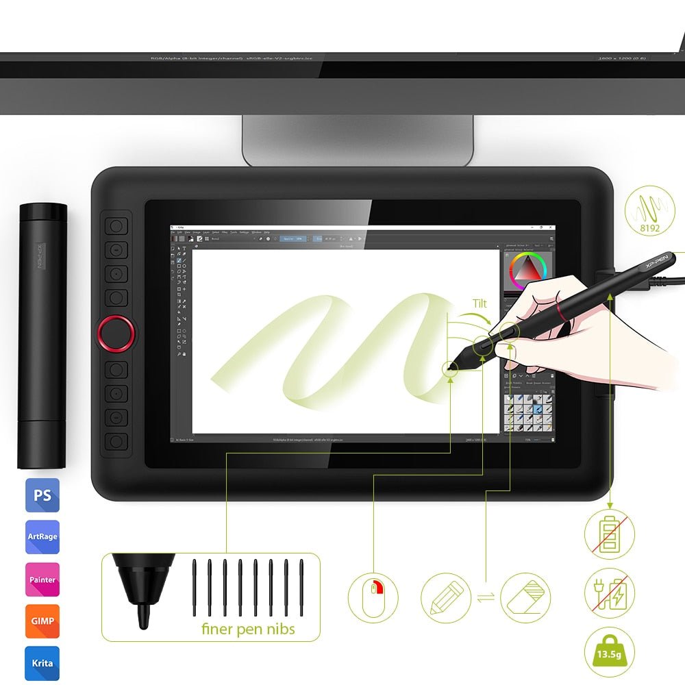 Mesa Digitalizadora XPPen Artist 12 Pro com Tela de 11.6" Alta Qualidade desenho Profissional - Versomastore