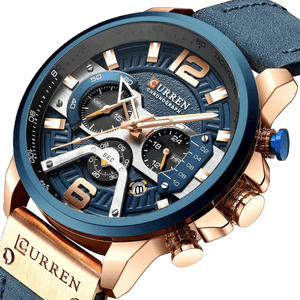 Relógio Curren CUR8329 Pulseira em Couro (Azul) - Versomastore