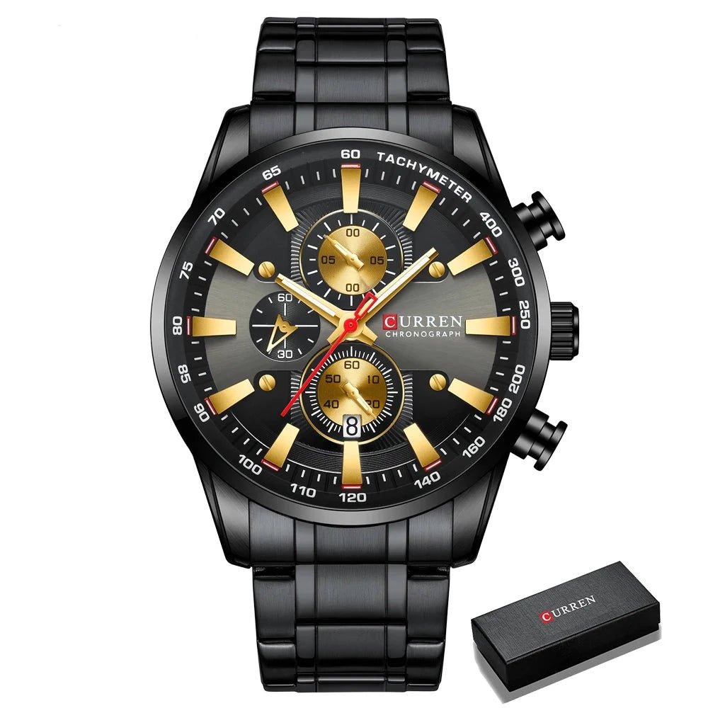 Relógio Curren CUR8351 Pulseira em Aço Inoxidável (Preto) - Versomastore