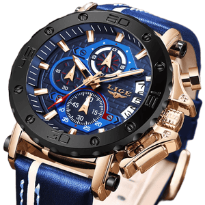 Relógio Lige LG9996 Pulseira em Couro (Azul) - Versomastore