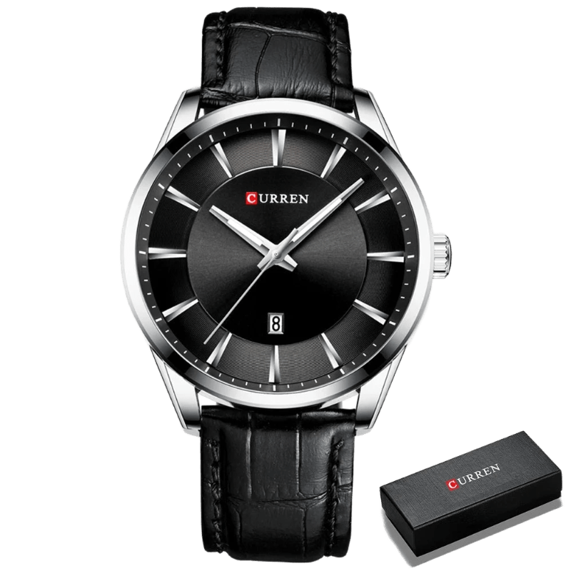 Relógio Masculino Alta qualidade de luxo pulseira em couro Preto - Versomastore