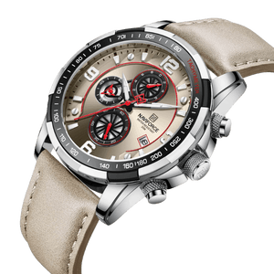 Relógio Masculino de luxo com Alto padrão de qualidade Pulseira em couro cinza - Versomastore