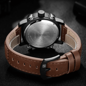 Relógio Masculino de Luxo Pulseira em couro Marrom - Versomastore