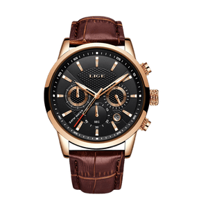 Relógio Masculino Lige LG9866 Pulseira em couro (Preto/Marrom) - Versomastore