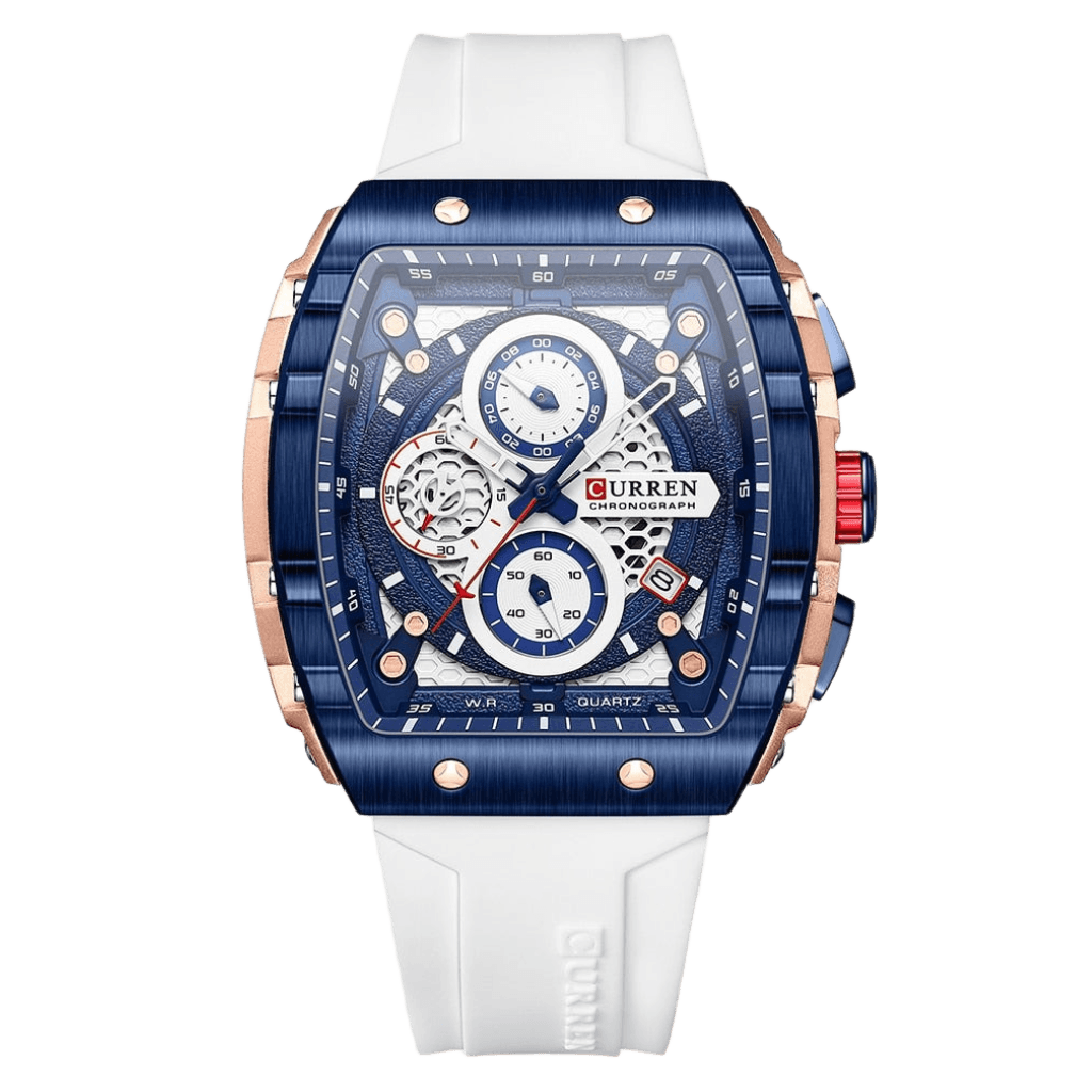 Relógio Curren CUR8442 Pulseira em Silicone (Branco e azul) - Versomastore