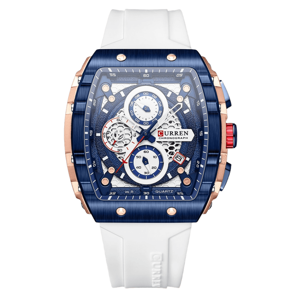 Relógio Curren CUR8442 Pulseira em Silicone (Branco e azul) - Versomastore