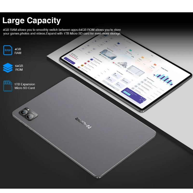Tablet 10.1" Full HD Android 12 com potente processador e 4GB RAM + 64GB ROM - Versomastore