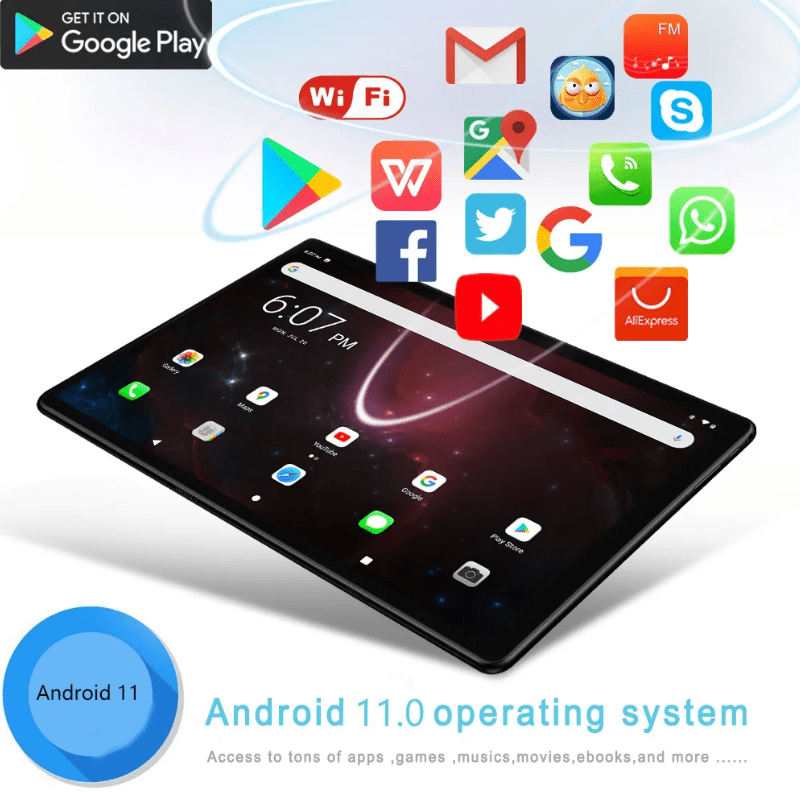 Tablet tela de 10.1" preto com duplo SIM wifi Bluetooth 4GB RAM + 64 GB ROM - Versomastore